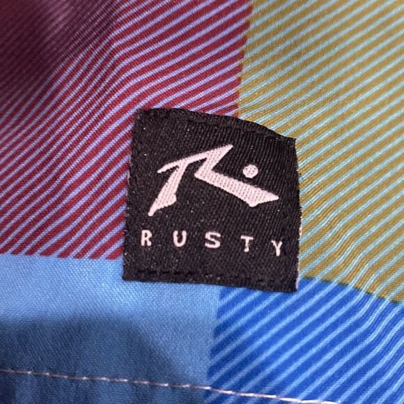 Rusty‎ Men’s Board Shorts Patchwork Front Tie Swimwear Size 30 - Picture 5 of 6